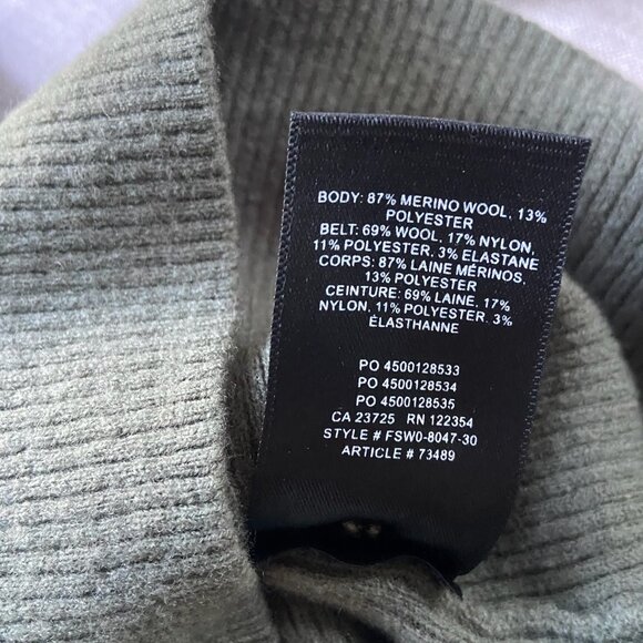 The Group Babaton Olive Green Ribbed Knit Midi Dress with Belted Waist Sz XXS - Picture 7 of 9